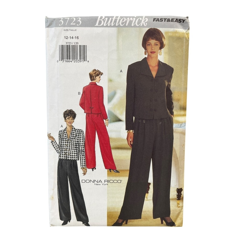 Butterick 3723 Top Pants Suit 12-14-16 Donna Ricco 90s Vintage